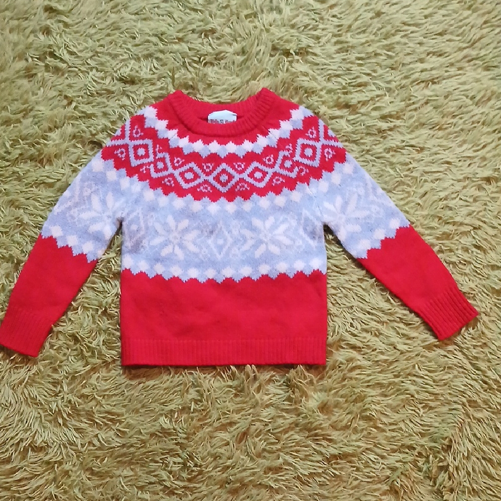 Haley And The Hound‎ Red and White Patterned Sweater Size 3T